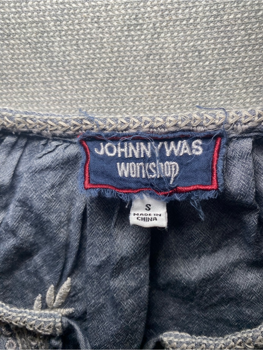Johnny Was Workshop Oleander Marrakesh Blouse Chambray White Blue Size S - Picture 7 of 8